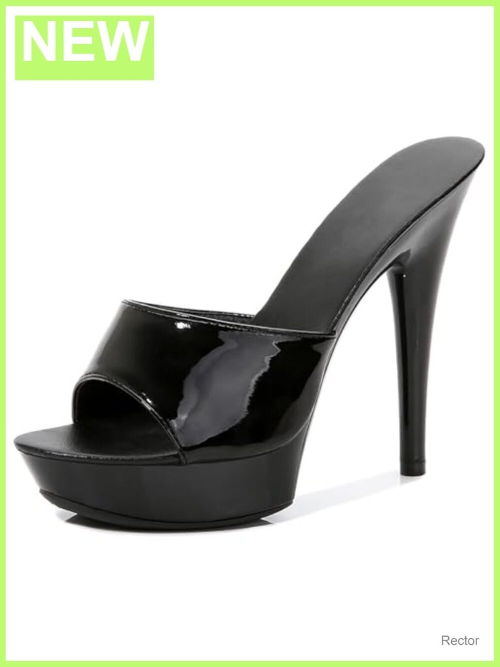 Women's Patent Leather Platform Heeled Sandals Slip On Stiletto Party Shoes